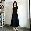 Vestido negro sin mangas para mujer, elegante vestido de verano para cuerpo tipo pera, vestido de alta gama Berkeley, pequeño vestido negro largo para verano