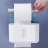 Caja para Pañuelos de Baño con Barra Colgante Estante de Almacenamiento para Papel Higiénico en Rollo Caja para Pañuelos de Baño Montada en la Pared sin Perforaciones