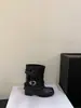 Botas apiladas retro de nicho Chuyuji para mujer con hebilla de cinturón, tacón grueso, botas de montar hasta la pantorrilla, botines de verano, botas vaqueras de moda