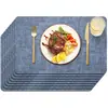 Amazon TK Transfronteiriço Alto Padrão Luxo Leve Textura de Linho Couro Jogo Americano Impermeável Antiderrapante Resistente ao Calor Couro Artificial PU Jogo de Mesa de Jantar