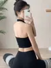 Nuevo top de tirantes de diseño personalizado para yoga con cuello halter para mujer, cuello cuadrado, corte ajustado, top deportivo corto, adelgazante, estilo nicho para chicas a la moda