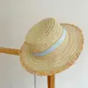 Ins estilo coreano nuevo sombrero de paja con cinta de cuadros para niños estilo fresco de vacaciones de verano sombrero de sol tejido de paja de ala ancha