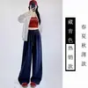Calça Larga Azul Marinho Feminina Plus Size, Calça de Moletom Reta Solta de Cintura Alta Fina para Primavera/Verão, Calça Esportiva Casual