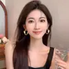 Brincos de Argola Lisos Estilo Ning Yizhuo para Mulheres, Brincos de Argola Grandes Exagerados de Verão, Brincos Estilo Coreano de Luxo Leve e de Alta Qualidade