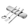 Palillos y cucharas de acero inoxidable 316, aptos para vajilla portátil para estudiantes, trabajadores de oficina y exteriores, caja de almacenamiento individual.