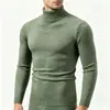 Suéter de Punto Cálido de Cuello Alto para Hombre Otoño/Invierno Estilo Coreano Ajuste Delgado Color Sólido Pulóver Ropa Interior de Punto