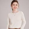 Roupas de primeira linha Nova camisola de malha de cashmere com gola redonda feminina Cor sólida All-Match Straight Camisola de manga comprida Bottoming Outer Wear Fashion