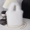 Bolsa de balde em estoque, bolsa tote de pelo sintético de raposa, nova bolsa de mão outono/inverno, bolsa de corrente versátil, bolsa transversal