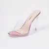 Sandalias de Moda Casual con Plataforma Puntiaguda, Banda Transparente Nueva de Verano 2023, Tacón Grueso, Tacón Alto Exterior, Zapatillas para Mujer
