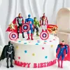 Superhéroes Avengers Capitán América Batman Iron Man Thor Adornos Decoración para Pastel de Cumpleaños