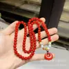 Pulseira de Cinábrio Crua, Pulseira de Contas Vermelhas Multi-Círculos, Colar, Contas de Cinábrio, Contas Budistas, Suprimento para Transmissão ao Vivo, Atacado Direto do Fabricante
