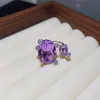 Anillo Cuadrado Abierto Incrustado de Diamantes Transfronterizo Europeo y Americano, Moderno y Sencillo, Elegante Anillo para Dedo Índice, Lujo Ligero, Sensación de Alta Gama, Joyería al por Mayor
