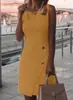 Destacar Transfronterizo Deseo Amazon Aliexpress Verano 2023 Vestido Elegante de Color Sólido sin Mangas para Mujer