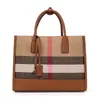 Bolsa Feminina Prática para o Dia a Dia em Couro e Lona 2025 Nova Bolsa Tote Xadrez Grande Capacidade Bolsa de Ombro Sacola de Compras