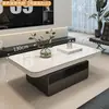 Mesa de Centro Rectangular Lujo Ligero Moderna Simple Minimalista Italiano de Gama Alta Apartamento Pequeño Sala de Estar Hogar Pizarra Diseñador