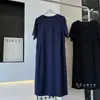 Vestido Camiseta Suelto Minimalista Fino como el Papel para Mujer Suelto Adelgazante Cuello Redondo Longitud Media Casual 12861