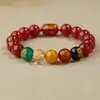 Venda por atacado direto do fabricante: Pulseira de Ágata com Cinco Deuses da Riqueza, Pulseira de Contas Cilíndricas de Ágata Vermelha, Joias de Ágata para o Ano de Nascimento