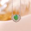 Yilu Prata S925 Prata Esterlina Jade Retro Moda Luxo Leve Estilo Nacional Ruyi Macarrão Ovo Colar Elegante Alta Qualidade Sensação Conjunto Corrente
