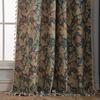 Imanqi Rima Cortina Vintage de Estilo Americano para Ventana Mirador Verde Fondo Jacquard Borla Sala de Estar Balcón Cortina Sombreado Medio Acabado