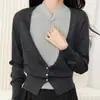 2026 Novo Suéter de Tricô Feminino Estilo Chinês Falso Duas Peças, Fashion e Elegante, Rejuvenescedor, Emagrecedor, Casaco Casual Top