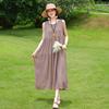 Vestido de Algodón Seda para Mujer Verano Talla Grande Elegante Suelto Adelgazante Casual Floral Vestido Largo para Madre Gordita