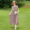 Vestido de Algodón y Seda Nuevo de Verano 2026 para Mujeres de Mediana Edad y Mayores, Vestido de Moda Holgado Talla Grande para Mamás