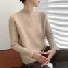 Nuevo Suéter de Lana 100% Pura Otoño e Invierno 2025 para Mujer, Cuello Alto Medio, Suéter Holgado, Camisa de Punto Trenzado para Capas