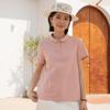 Yun Verano para Mujer Nuevo Algodón Puro Manga Corta para Mujer Talla Grande Camisa Cuello Polo Casual Solapa Empalmada Top