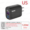 Cargador de teléfono móvil con puerto USB único transfronterizo, cargador de 120W, Europa, América y Gran Bretaña, acuerdo completo, cabezal de carga rápida, color amarillo ámbar