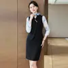 Servicio al cliente de banco OL, joyería, esteticista, recepcionista, uniforme de trabajo, traje sastre gris profesional para mujer
