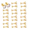 Pendientes de botón roscados populares transfronterizos de acero inoxidable 18K redondos con diamante blanco, moda simple de nicho, pendientes de alta gama, pendientes