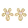 Aretes de Perla de Agua Dulce Natural con Tallado Hueco, Brillantes, con Pedrería de Circonita, Estilo Hada, Temperamento Suave Francés, Arete de Alto Nivel