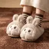 Zapatillas de algodón con conejito lindas para otoño e invierno para niñas, zapatillas de algodón cálidas de felpa antideslizantes para interiores para niños, estilo nuevo para niños y niñas