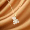 Moda Estilo Coreano Nuevo Collar de Oso con Microincrustaciones de Diamante para Mujer, Cobre Chapado en Oro, Cadena para Clavícula de Diseño de Nicho de Lujo Ligero