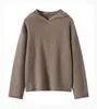 Suéter Grosso com Capuz Loose Cor Sólida Estilo Preguiçoso Oversized 100% Lã Outerwear Coreano para Mulheres