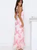 G26D460 - Vestido Largo Elegante Estilo Francés Transfronterizo con Escote Halter y Bordado Floral Tridimensional, Corte Ajustado, Diseño sin Tirantes