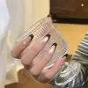 Uñas francesas postizas negras con purpurina fina, estilo ballet corto negro simple, uñas postizas al por mayor
