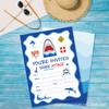 ZZ008 invitación fiesta de cumpleaños de verano tema tiburón invitación de vacaciones invitación de cumpleaños positiva Han