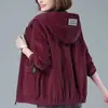 Nueva Chaqueta de Pana Otoño e Invierno 2026 para Mujer, Talla Grande Casual, Corte Holgado, Adelgazante, Estilo Madre de Moda, Chaqueta Elegante