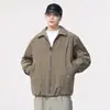 Jaqueta de trabalho estilo retro americano com forro de fleece, casaco de inverno masculino espesso e quente de algodão, peça externa acolchoada de algodão com corte solto