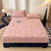 Protector de colchón de tafetán polar engrosado de invierno, funda de cama de polar de leche de una pieza, protector de colchón, juego de sábanas de polar para colchón de dormitorio de cobertura total