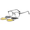 Gafas de Sol Planas Anti-Luz Azul con Clip Magnético Gafas de Sol con Montura Redonda para Hombres y Mujeres Tendencia Gafas con Protección UV para Conducir Transfronterizo