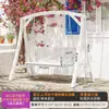 Balanço de madeira anticorrosivo para pátio externo, quintal de vila rural, cadeira de balanço dupla para jardim pequeno