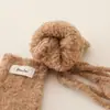 Cachecol de tricô liso, conjunto de luvas e cachecol de outono e inverno para crianças, meninos e meninas, luvas de pendurar no pescoço, cachecol grosso e quente