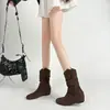 Botas súper elegantes, que aumentan la altura, de media pantorrilla para mujer, nueva colección Otoño/Invierno 2026, botines marrones estilo Birkenstock, populares botas Martin