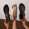 2025 Nuevas Sandalias Planas de Verano Estilo Europeo y Americano Punta Redonda Hebilla en el Dedo Sandalias Planas de Moda para Mujer Talla Grande 43