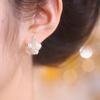 Pendientes de flor de perla con racimo de circonitas con aguja de plata, pendientes frescos y dulces, pendientes Mori nicho versátiles de alta calidad