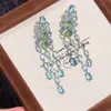 Pendientes de Borla Plegada con Cuentas Facetadas Geométricas de Vidrio Aguja de Plata Pendientes de Estilo Étnico Transfronterizos Pendientes de Lujo Ligero de Gama Alta
