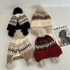 Gorro de Punto con Tres Bolas Estilo Coreano, Abertura Trasera, Forro Polar, Protección para Orejas, para Mujer en Otoño e Invierno, Cálido y a Prueba de Frío, Gorro de Lana