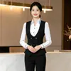 Elegante conjunto de falda y chaleco profesional color burdeos para otoño e invierno para mujeres en departamentos de ventas, KTV, recepción de hotel, traje de chaleco de trabajo